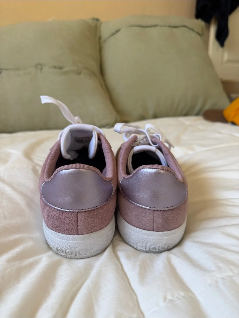 adidas Mauve Suede Low-Top Sneakers with White Laces